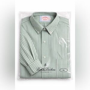 Brooks Brothers XL Green Stripe Button Down Long Sleeve NWT